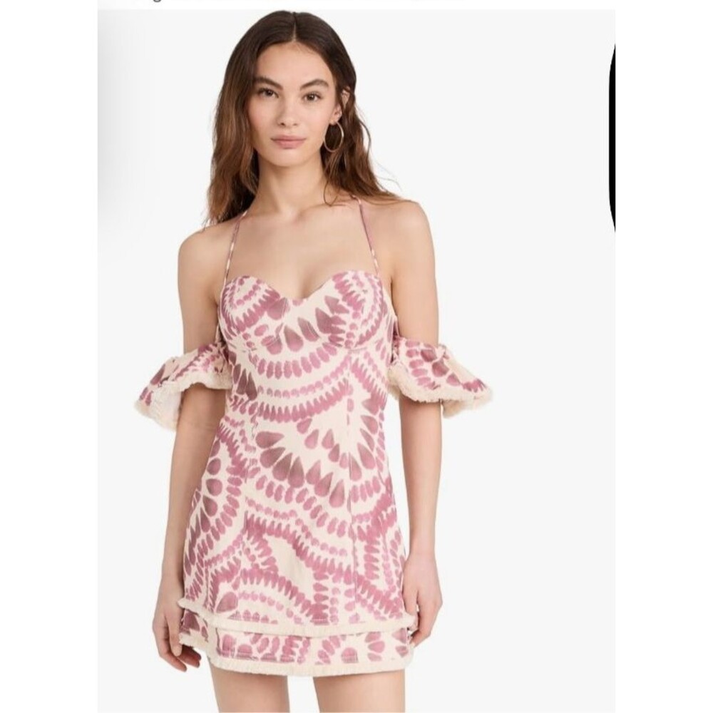 NWT The Wolf Gang Women's Estia Denim Mini Dress Size Medium In Mandala